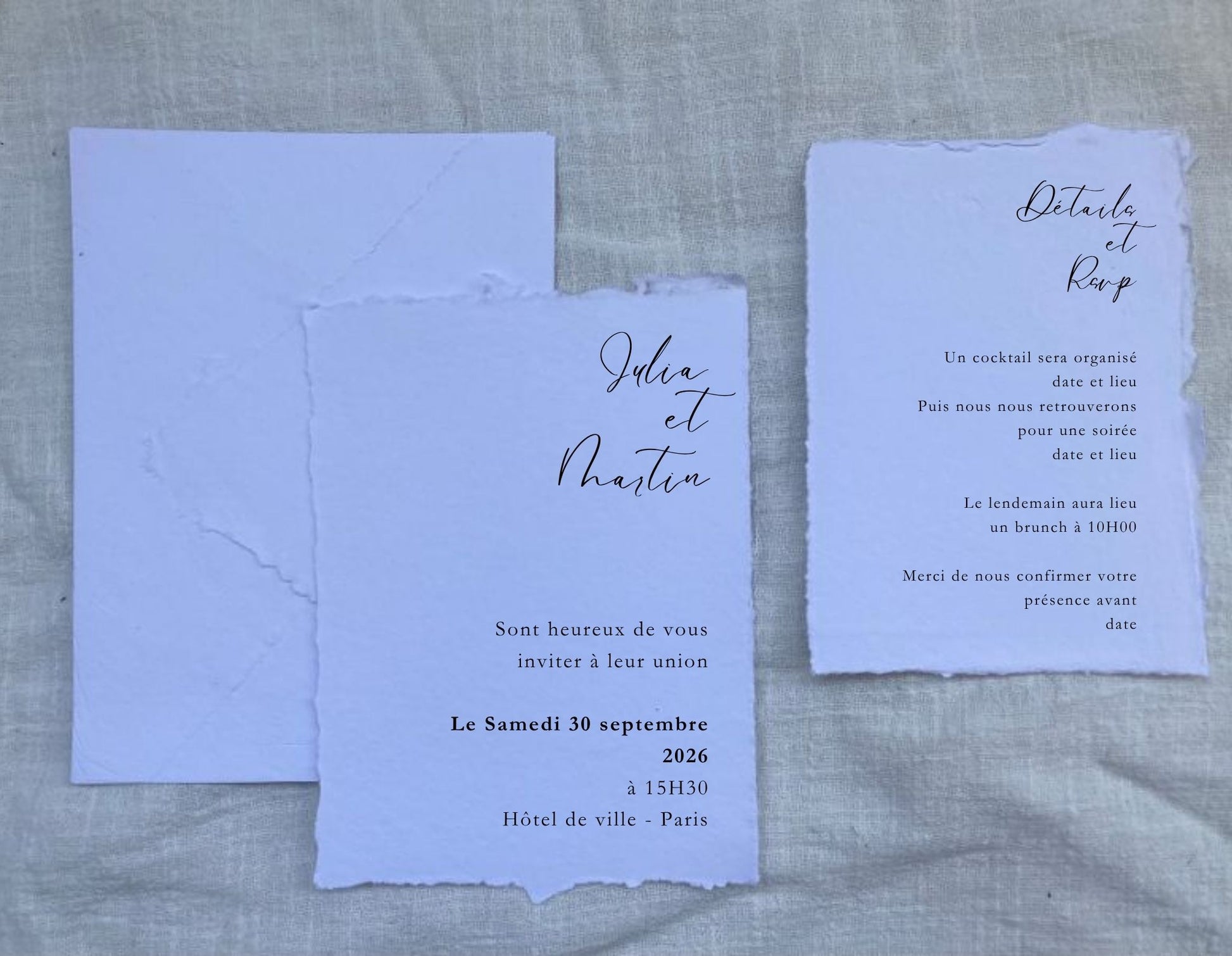 Suite sur papier artisanal blanc