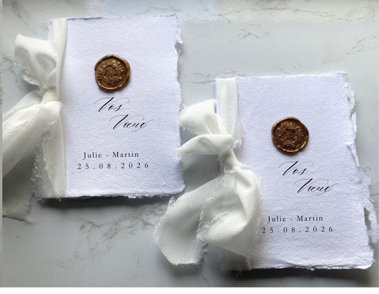 2 Livrets de  vœux - papier fait-main artisanal - Vows book